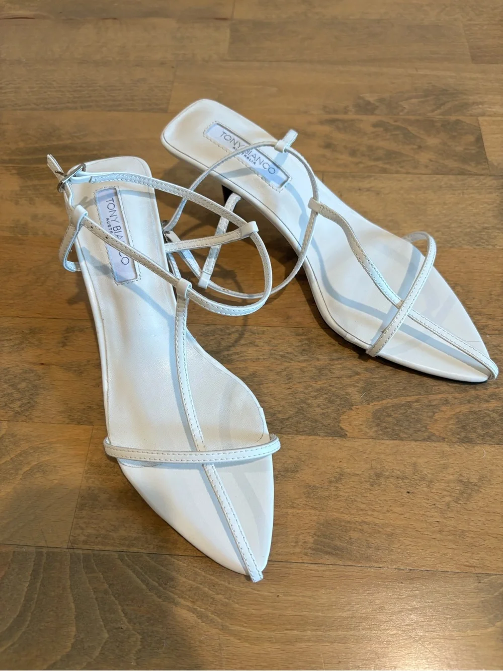 Tony Bianco White Pointed-Toe Strappy Heels